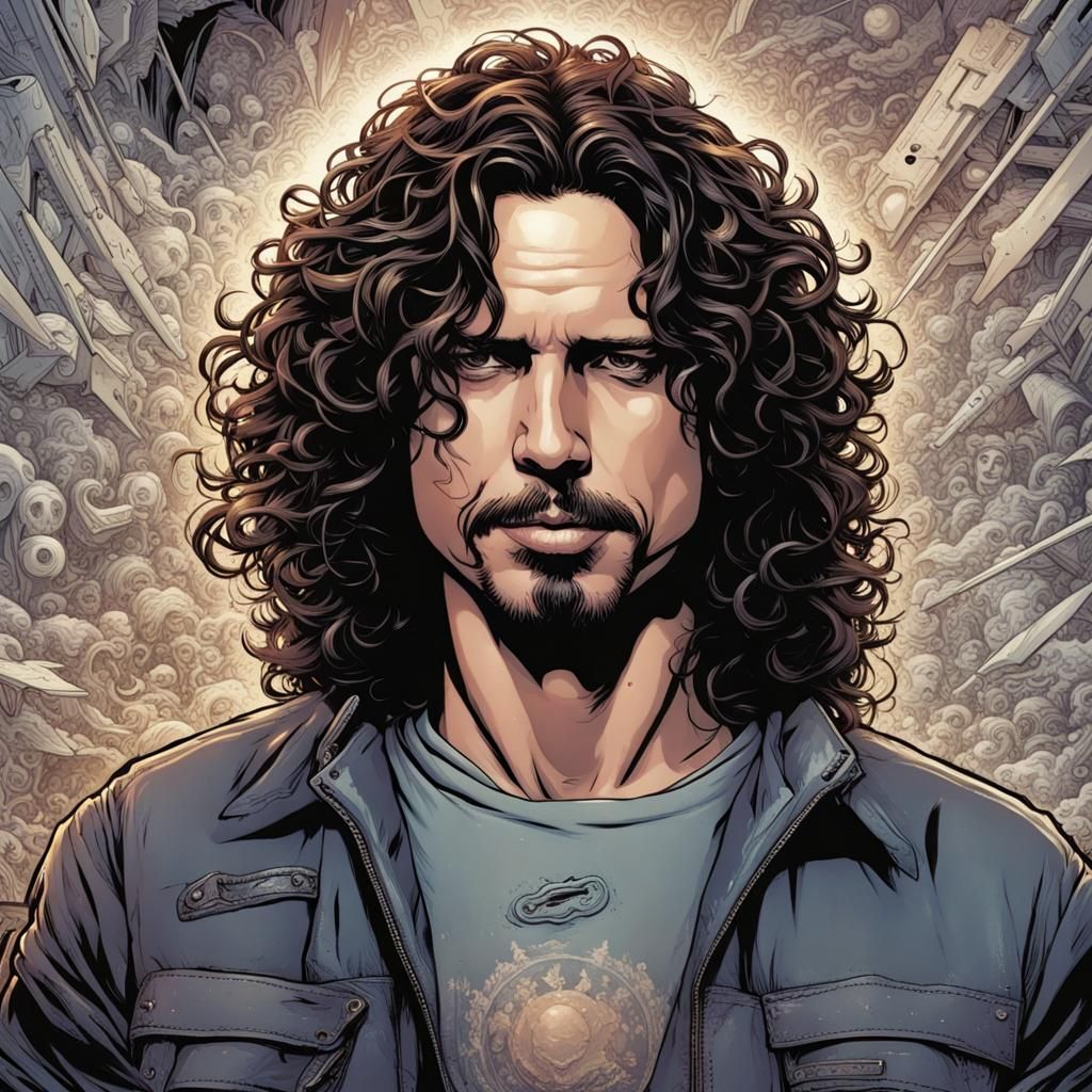 Rock Singer in Comic Book Art Style