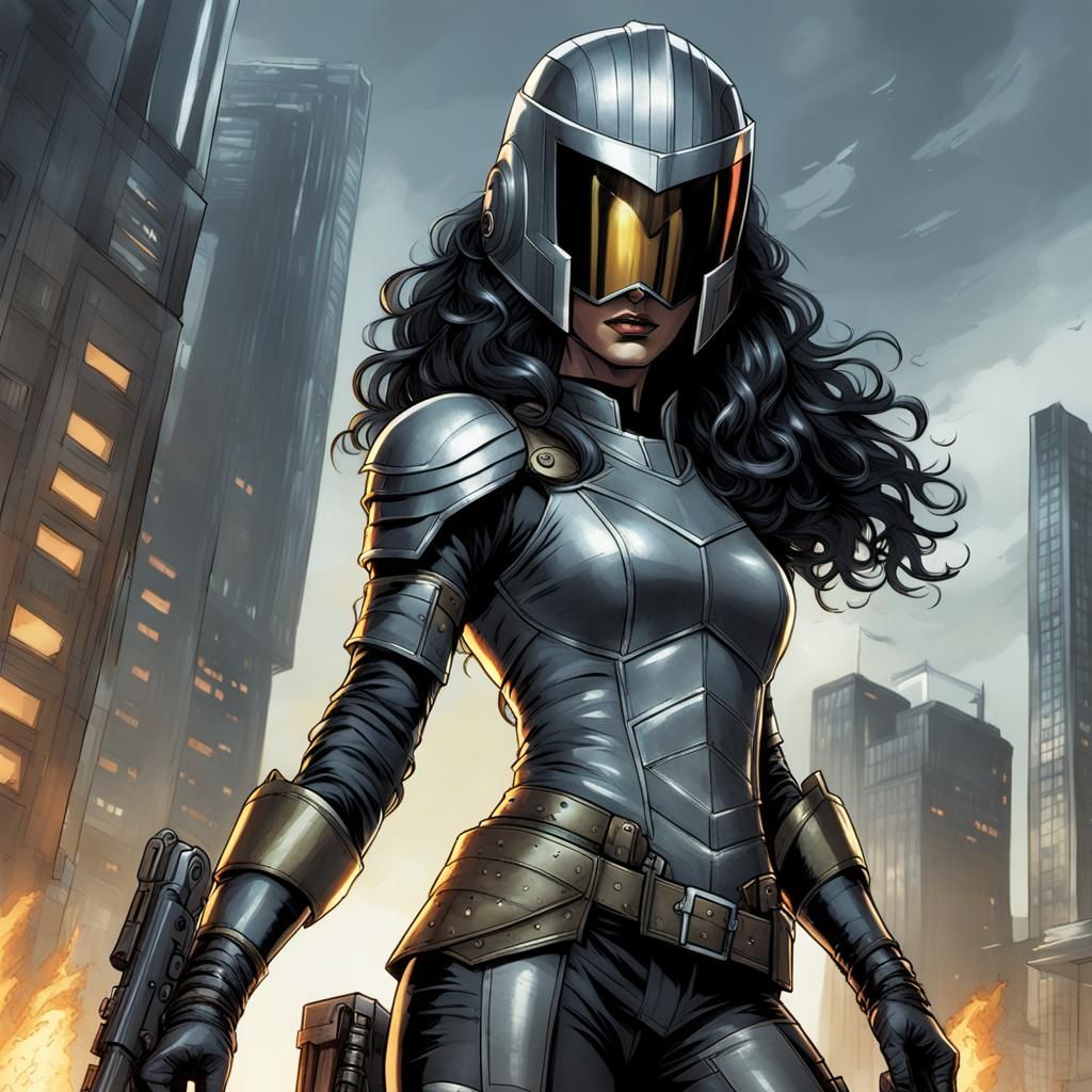 Skyrim Thief with Judge Dredd Helmet in Comic Art