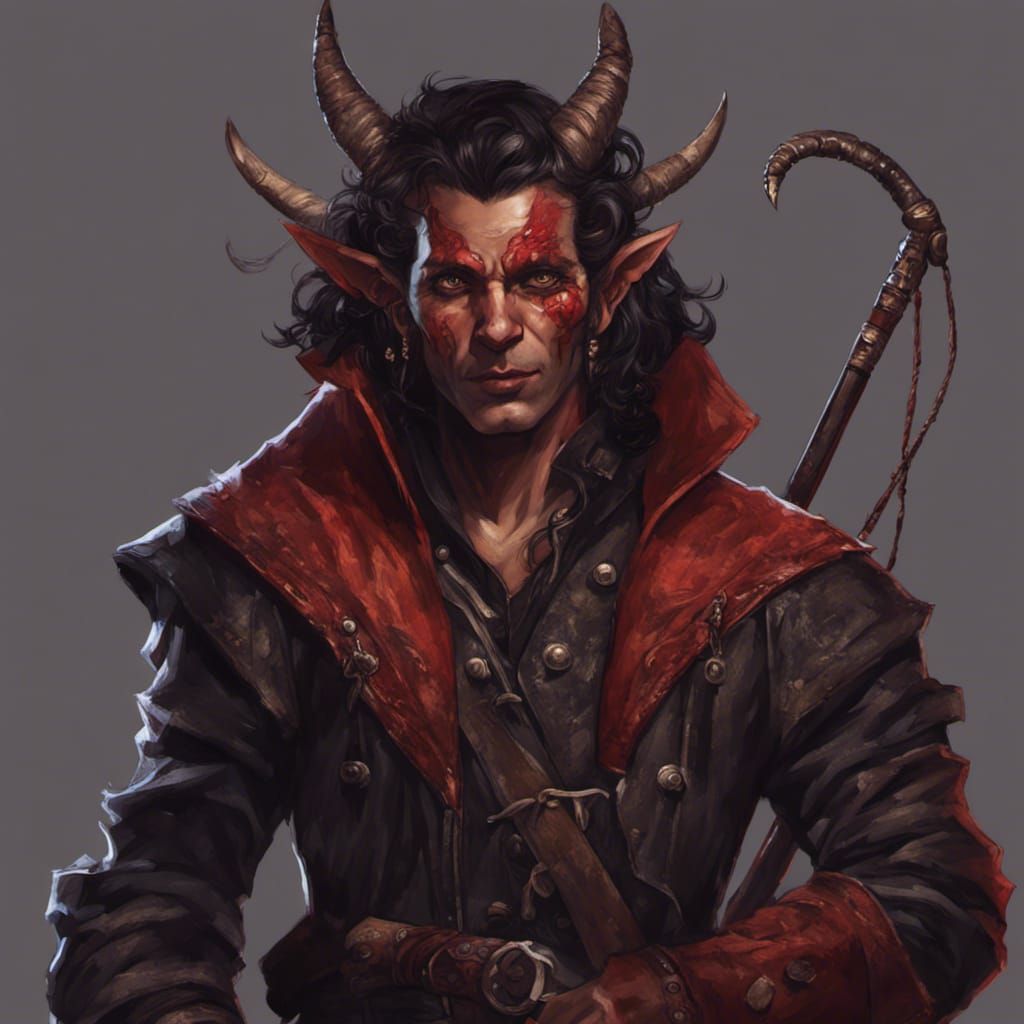 Tiefling Bard Portrait in Detailed Matte Style