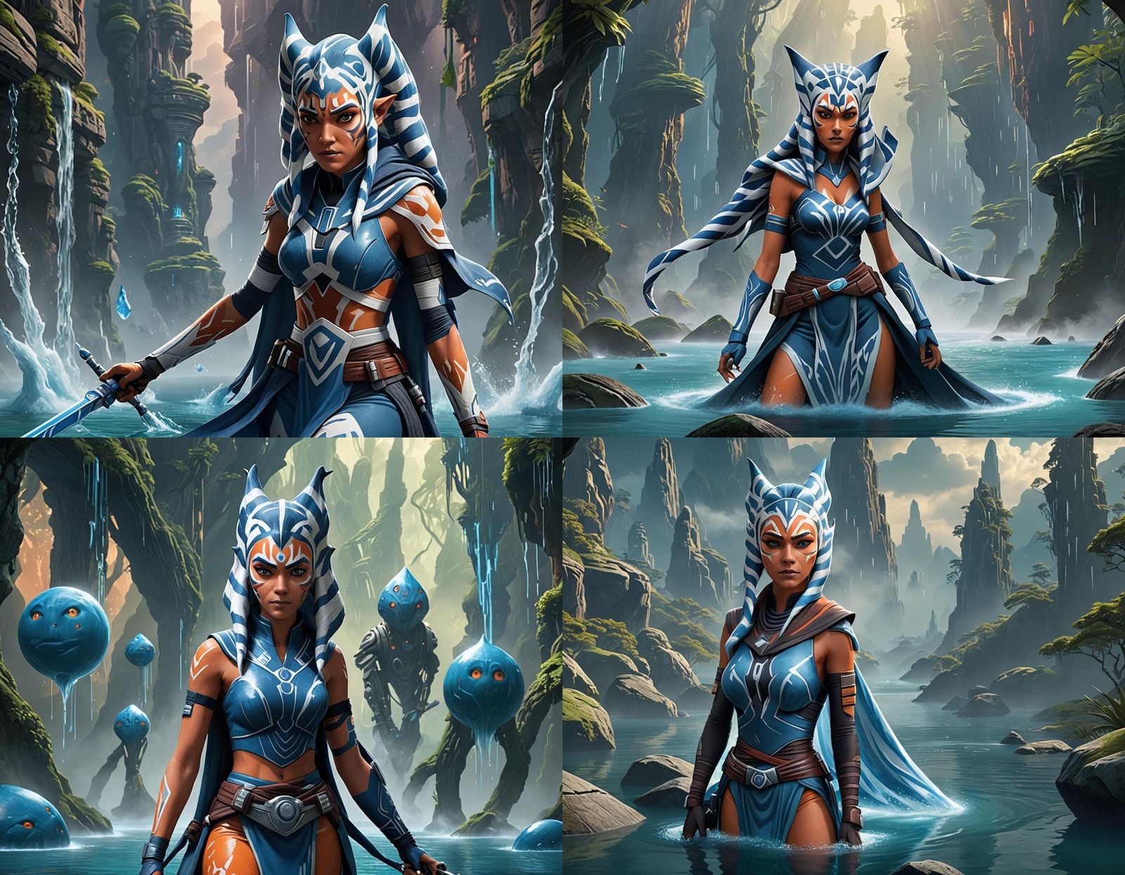 Ahsoka as a Blue Slime Girl: Ethereal Fantasy