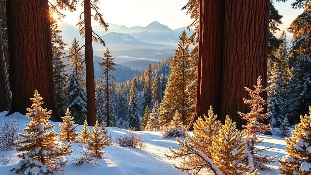 Winter Sequoia National Park at Golden Hour