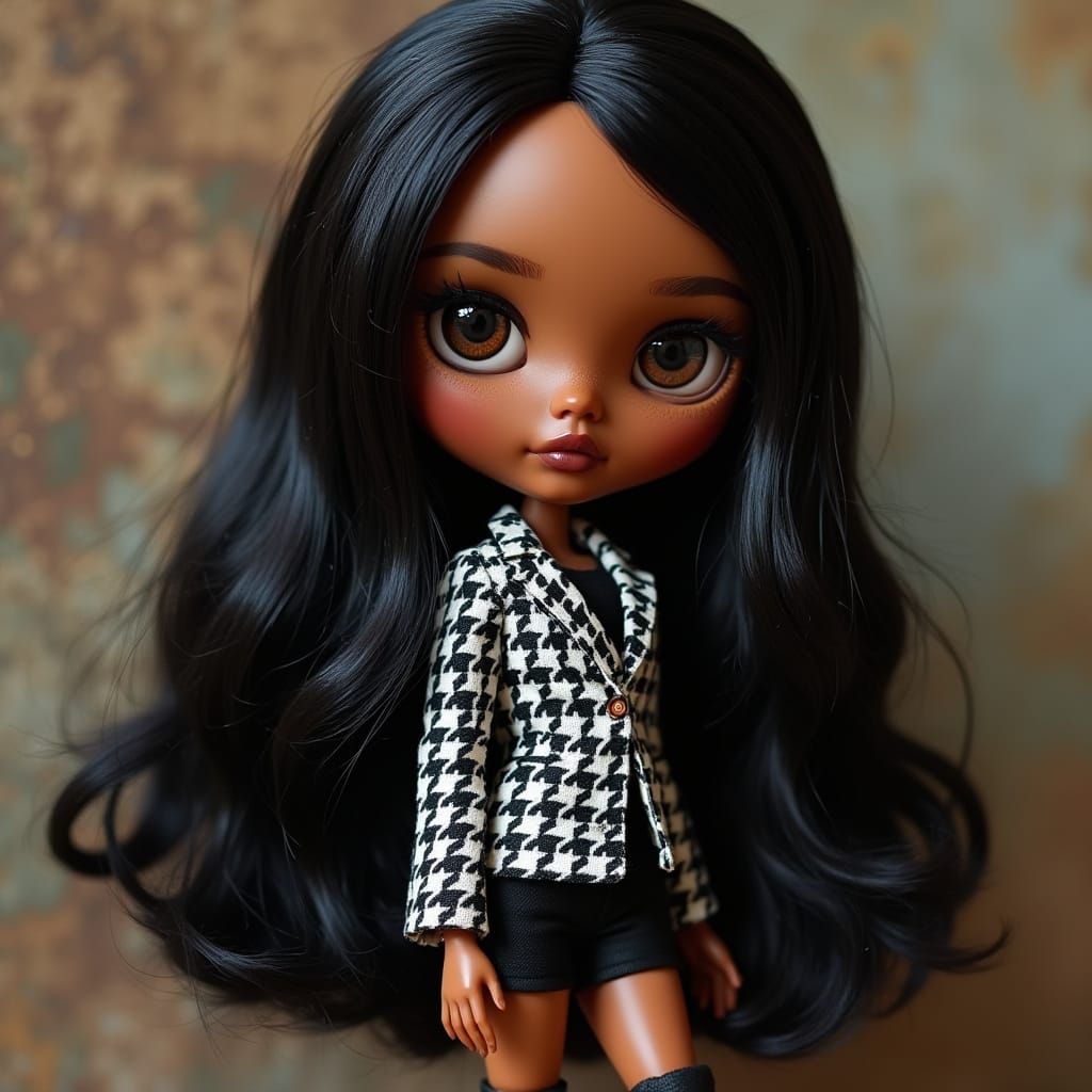 Exotic Latina Blythe Doll in Chic 1960s Mod Style
