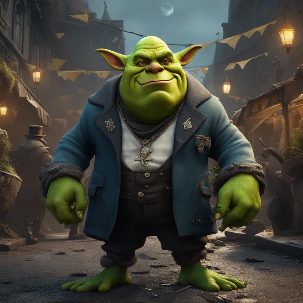 Gangsta Shrek: A Fantastical Fantasy Concept Art Piece