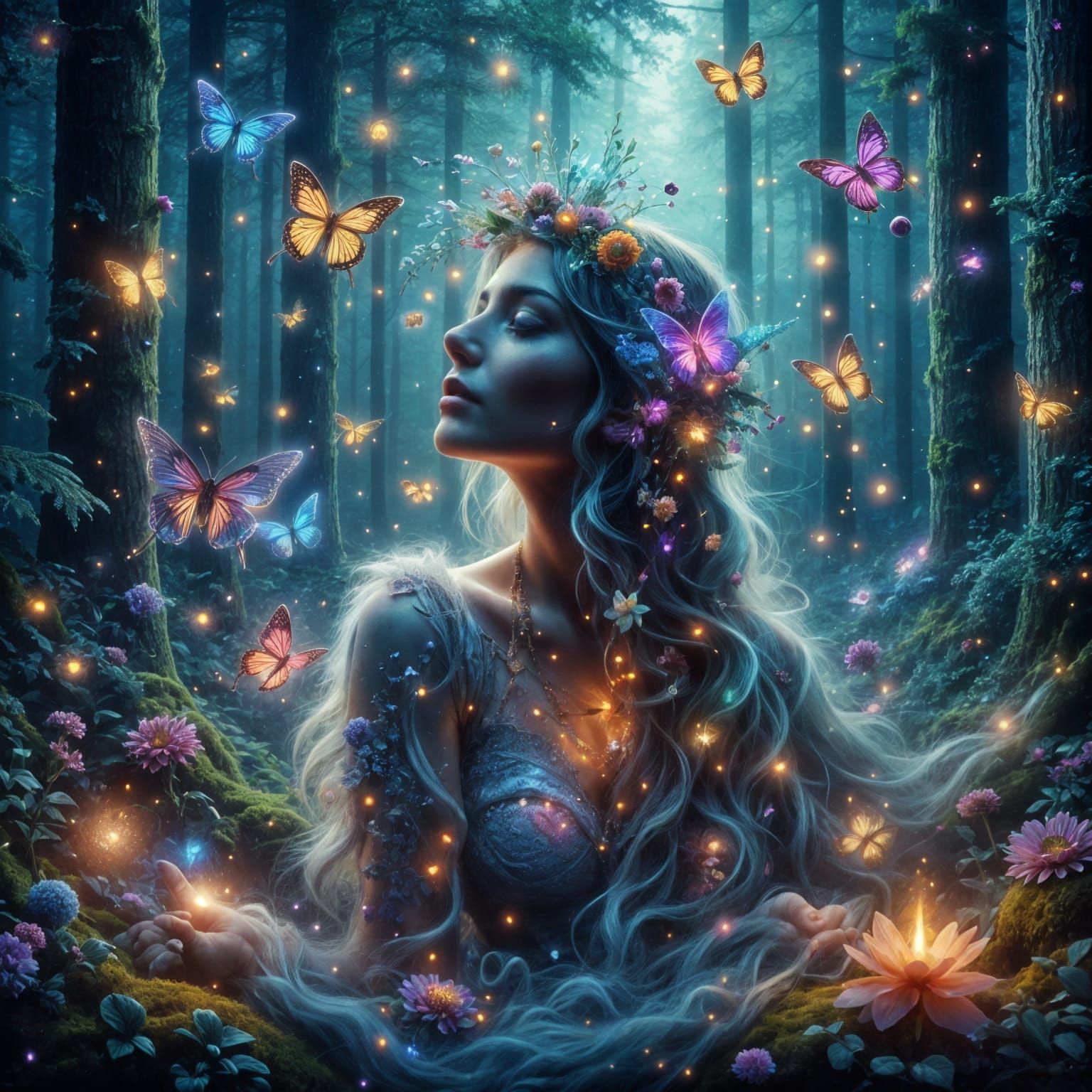 Enchanted Forest Scene in Hyperrealistic Photography Style