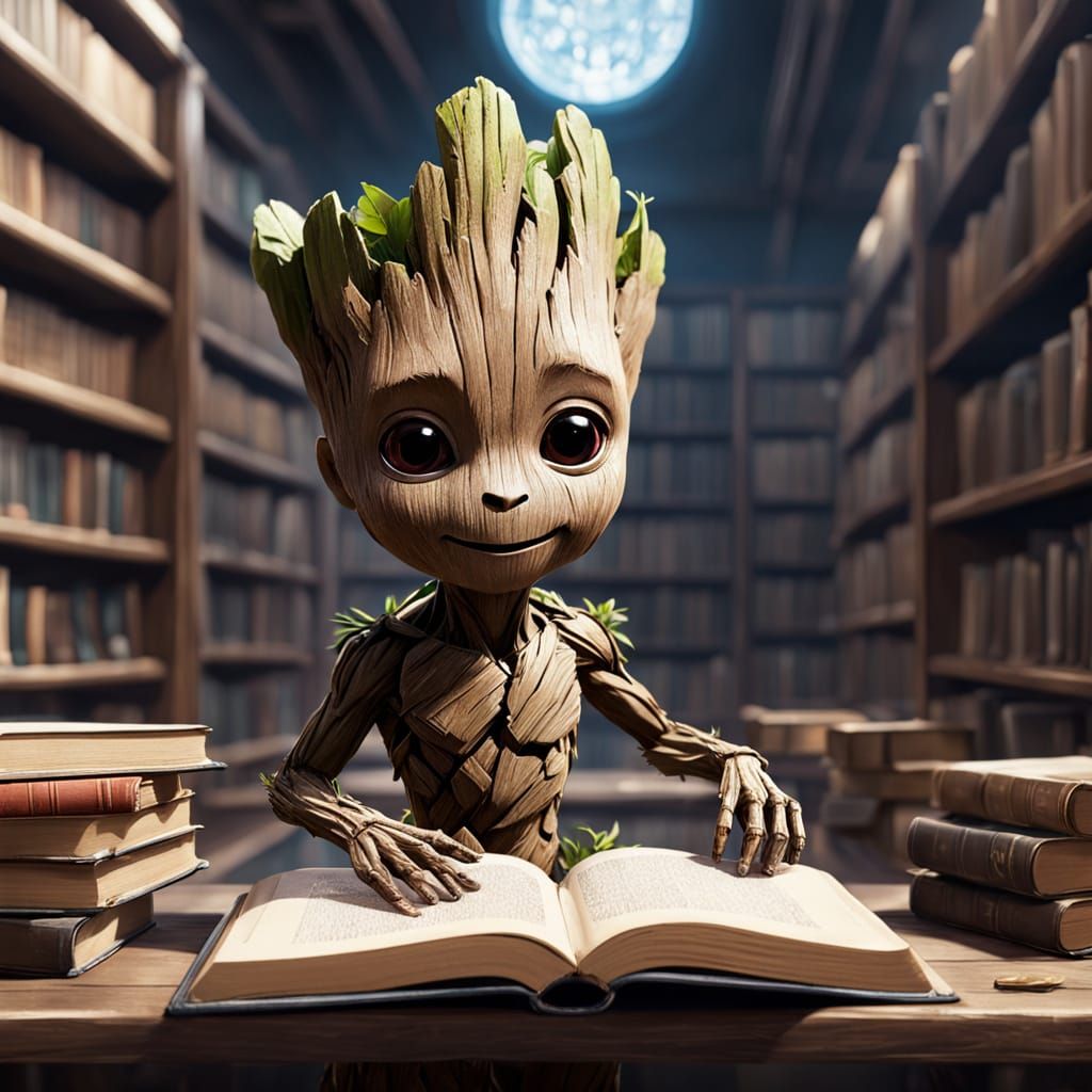 Vibrant Anime Concept Art of Baby Groot in a Breathtaking Li...
