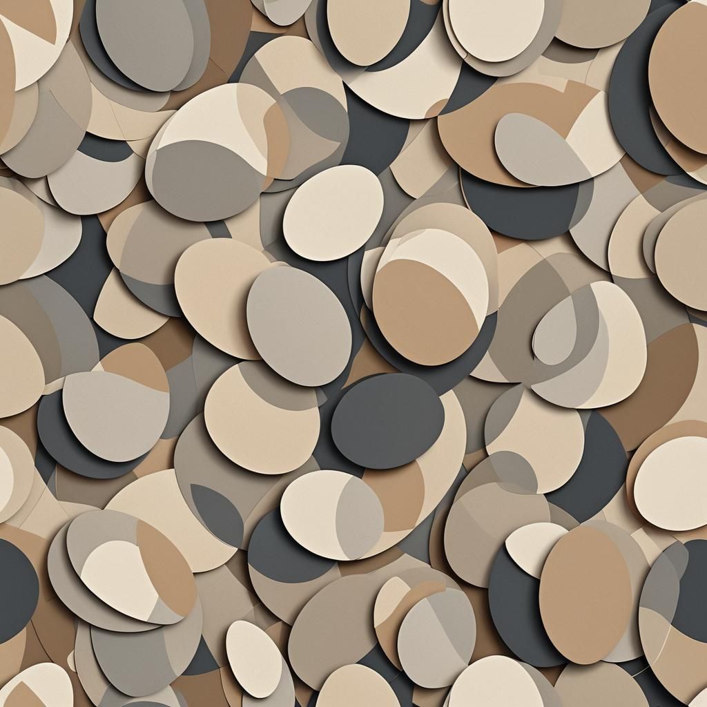 Minimalist Ovals in Beige and Grey: Geometric Art Deco