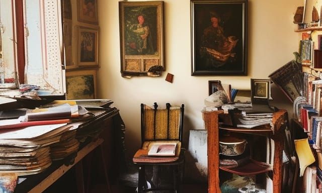 Renaissance Artist's Studio with Cat and Daylight