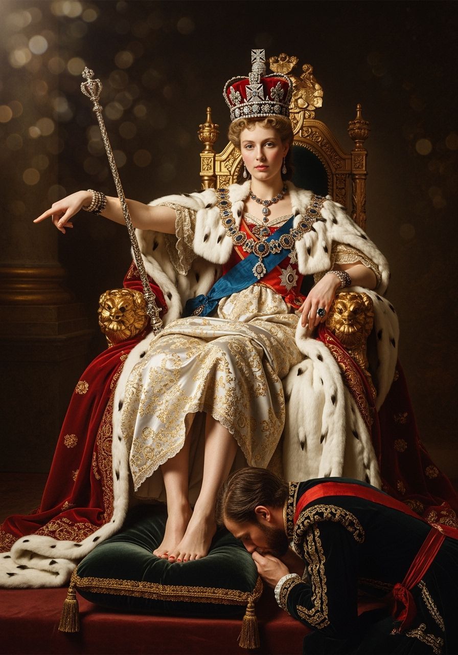 Tsarina on Throne in Rembrandt and Caravaggio Style