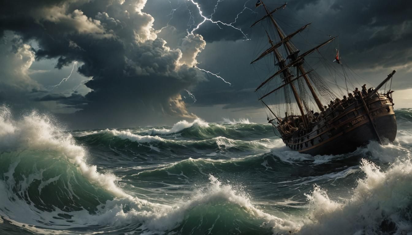 Epic Storm Scene in Expressionist Style