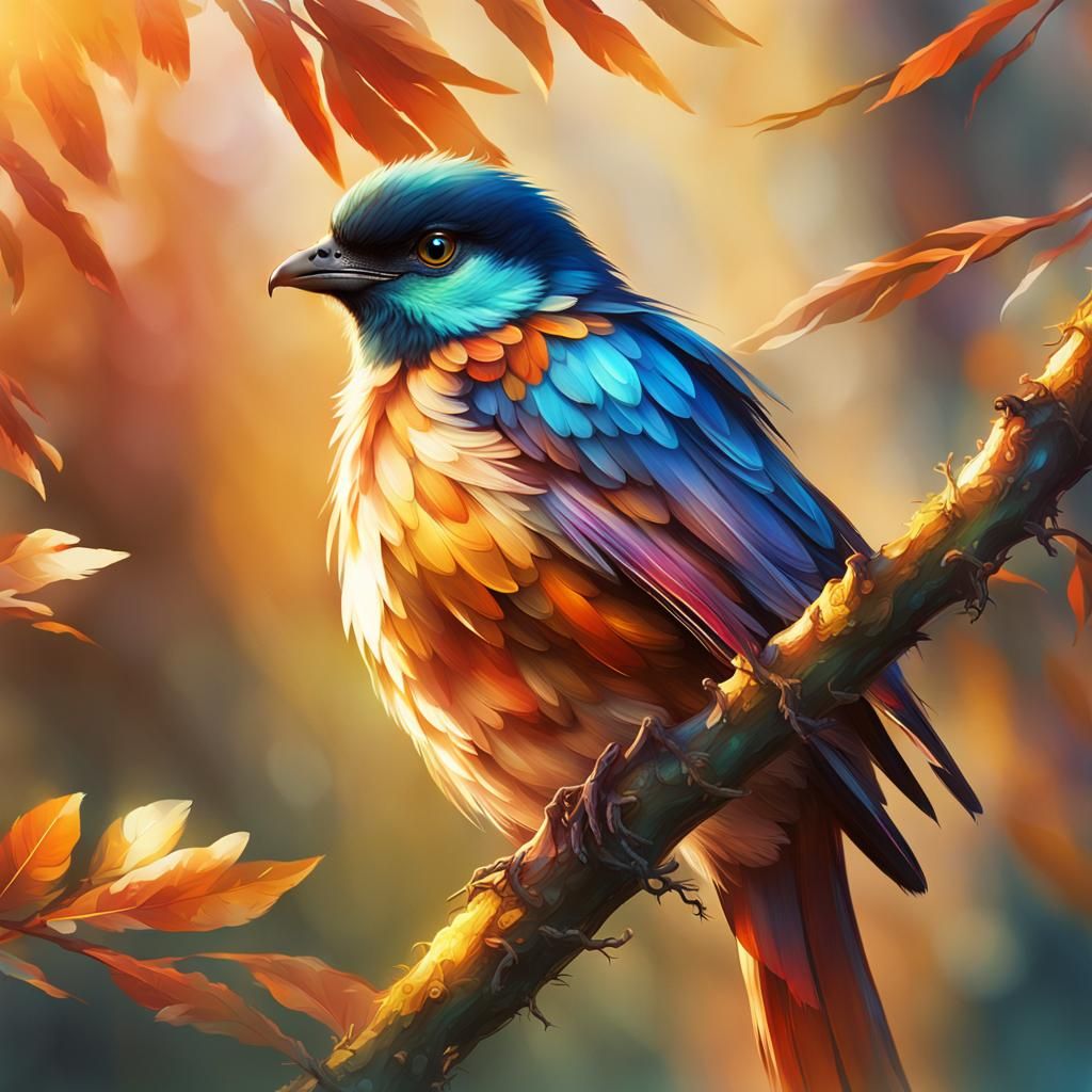 Majestic Bird Portrait in Vibrant Digital Art Style