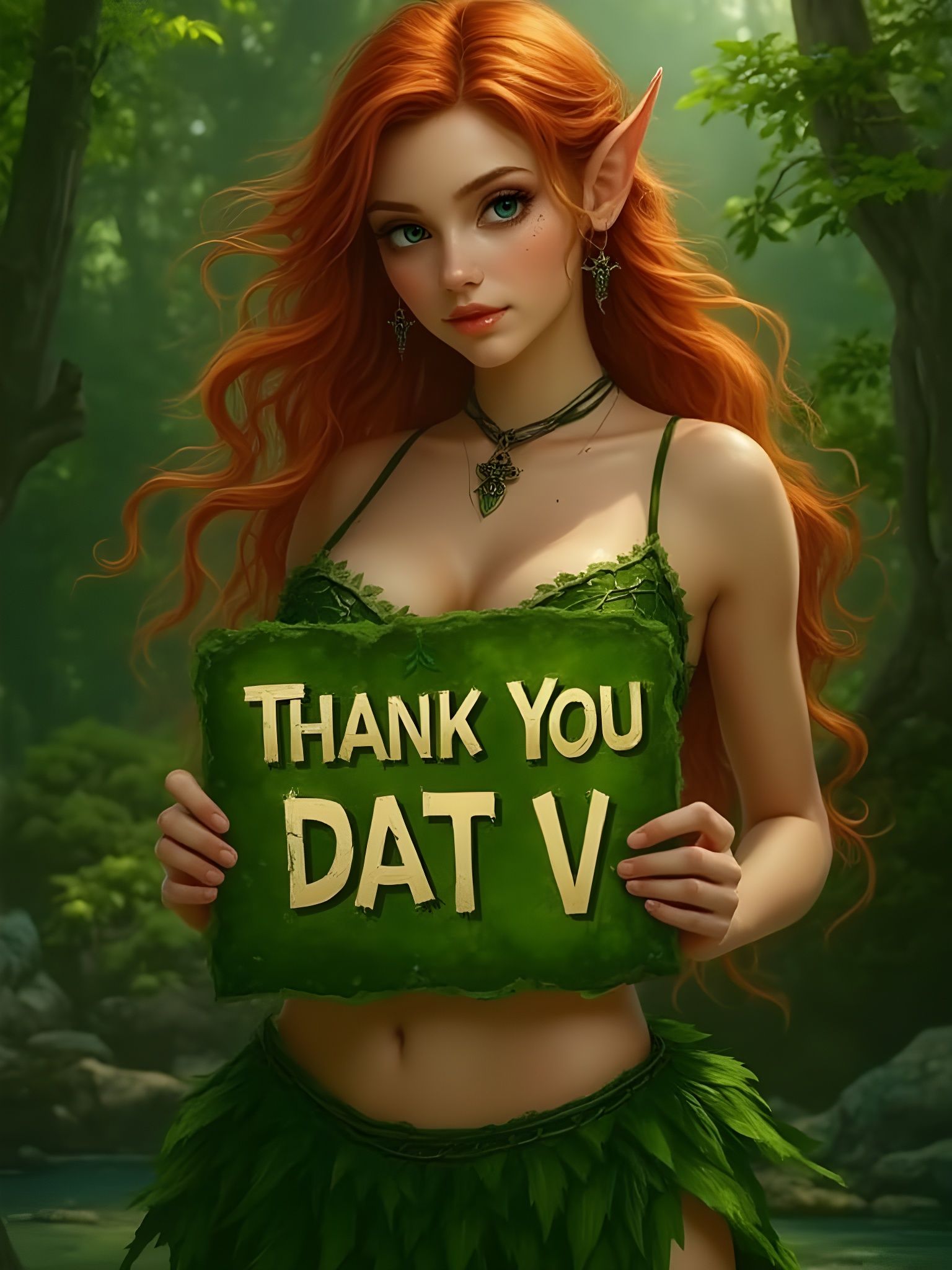 Fantasy Elf Thank You in Forest Landscape