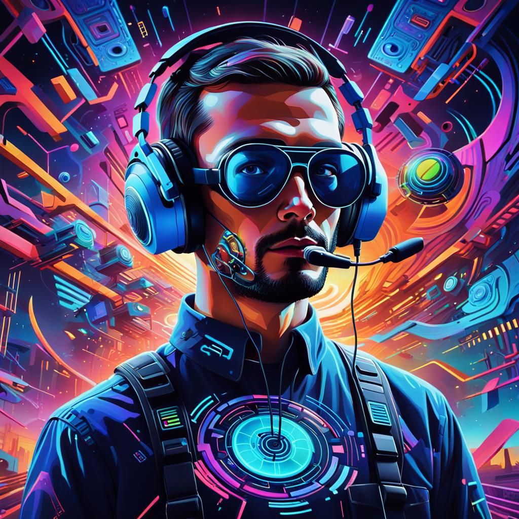 Psychedelic Drone Operator in Surreal Dreamscape