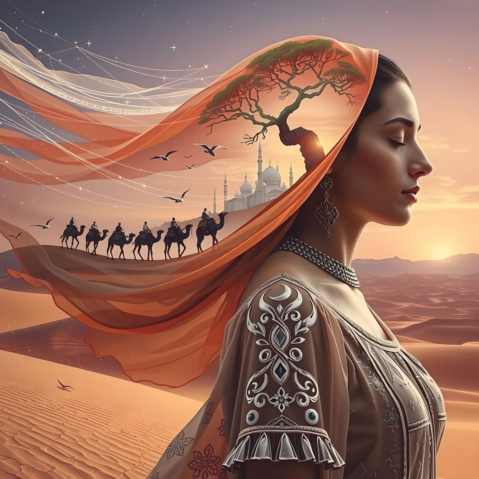 Desert Goddess in Golden Sunset