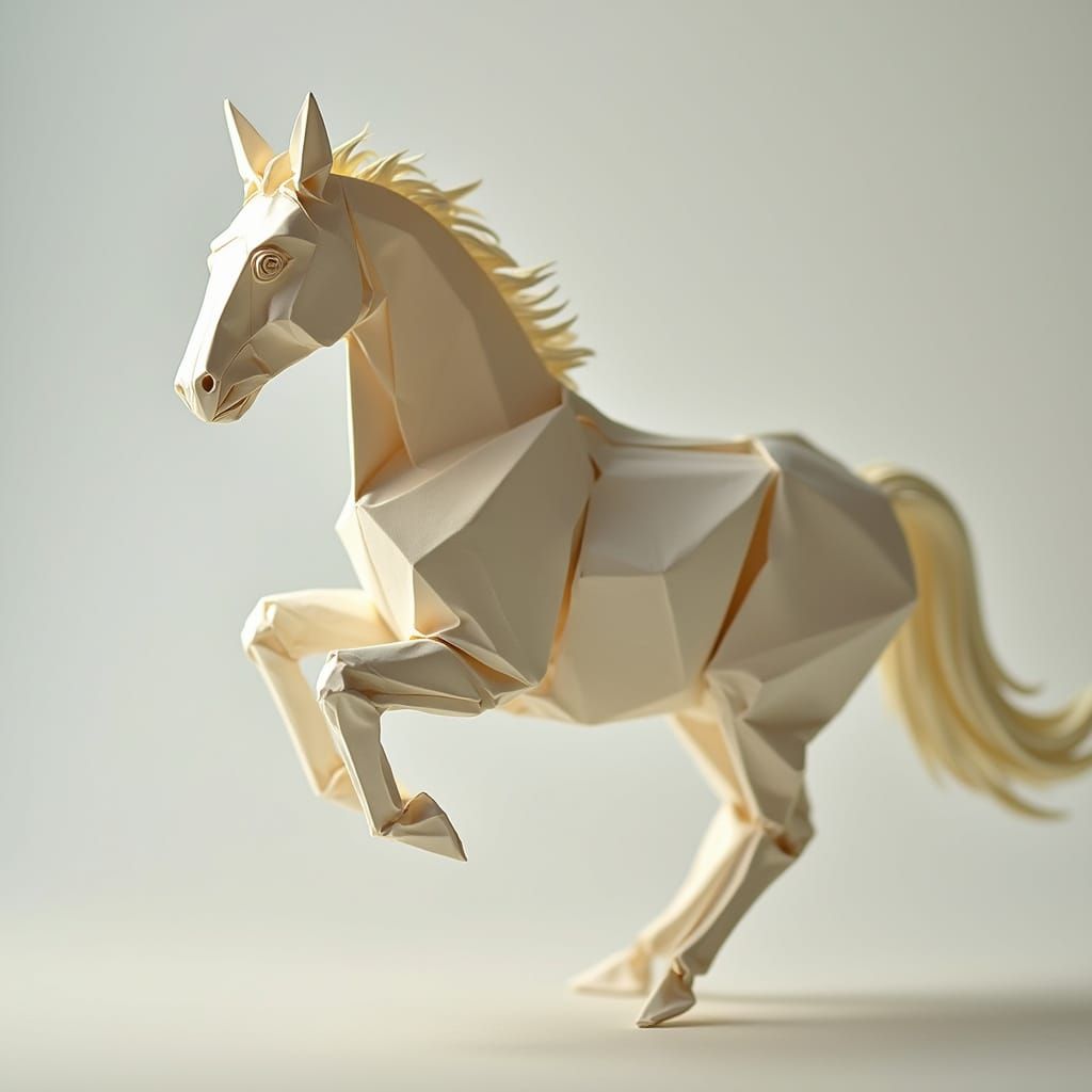 Intricate Origami Horse Papercraft in 8K