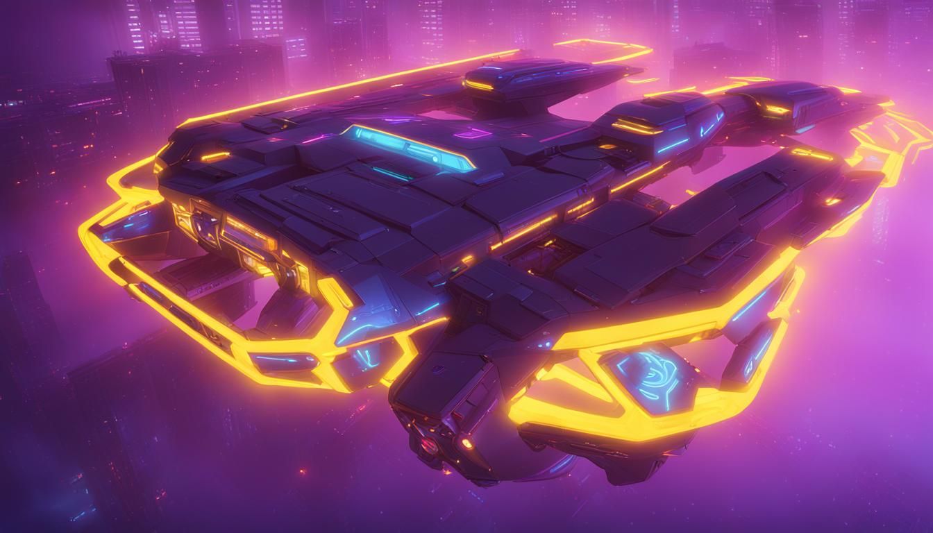 Cyberpunk Spaceship Concept Art in Neon 2099