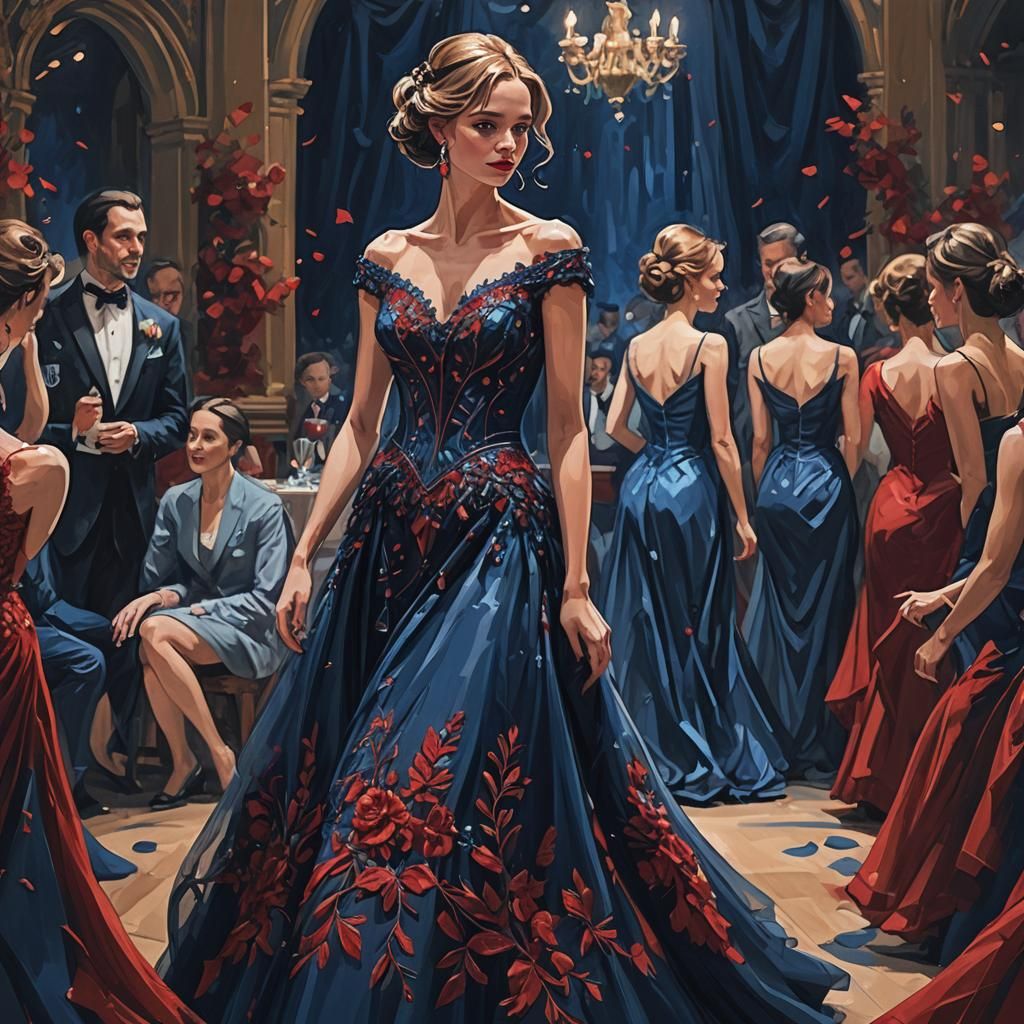 Elegant Woman in Ballroom Concept Art
