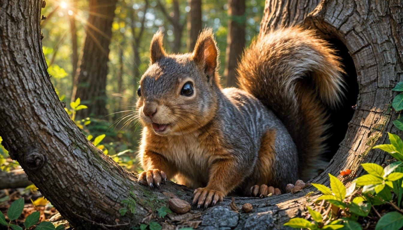 Mischievous Squirrel Hiding Nuts: Anime CGI