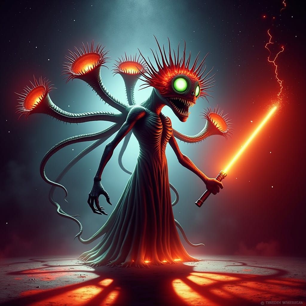 Cyberpunk Sith Lord in Dark Gothic Aesthetic