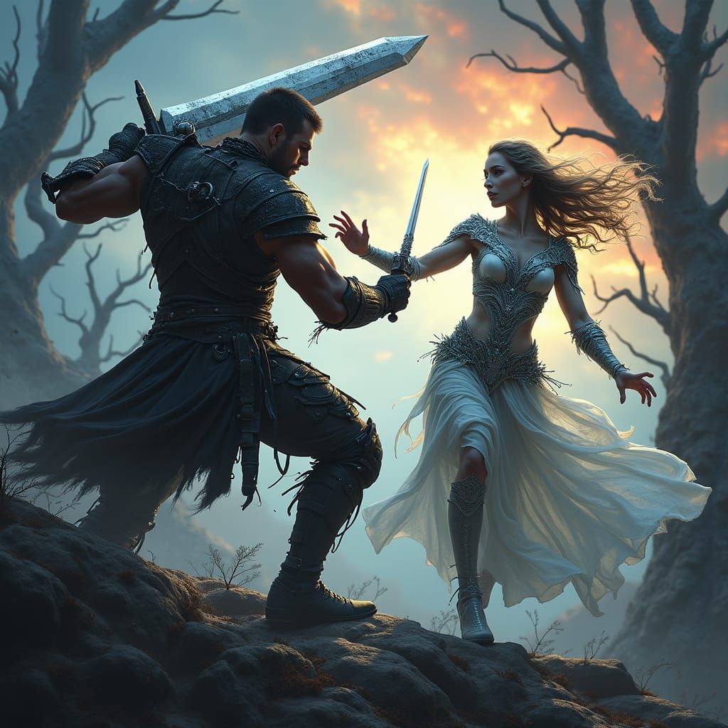 Knight Versus Sorceress in Dreamlike Realm