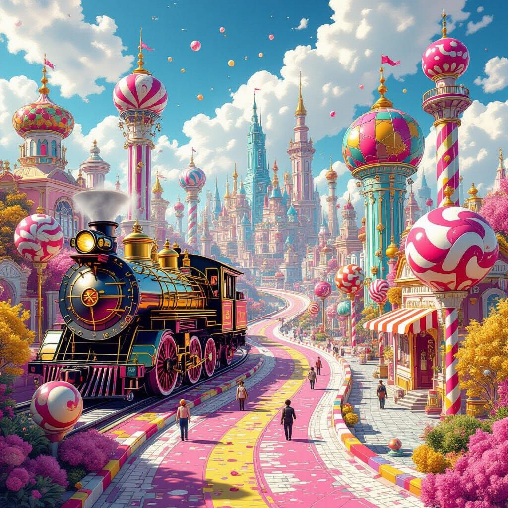 Steampunk Matrix in Whimsical Candy Art Style