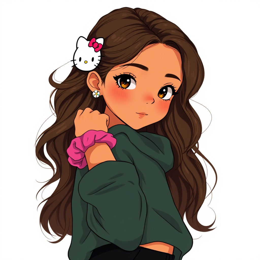 Teenage Girl Portrait with Hello Kitty Earrings