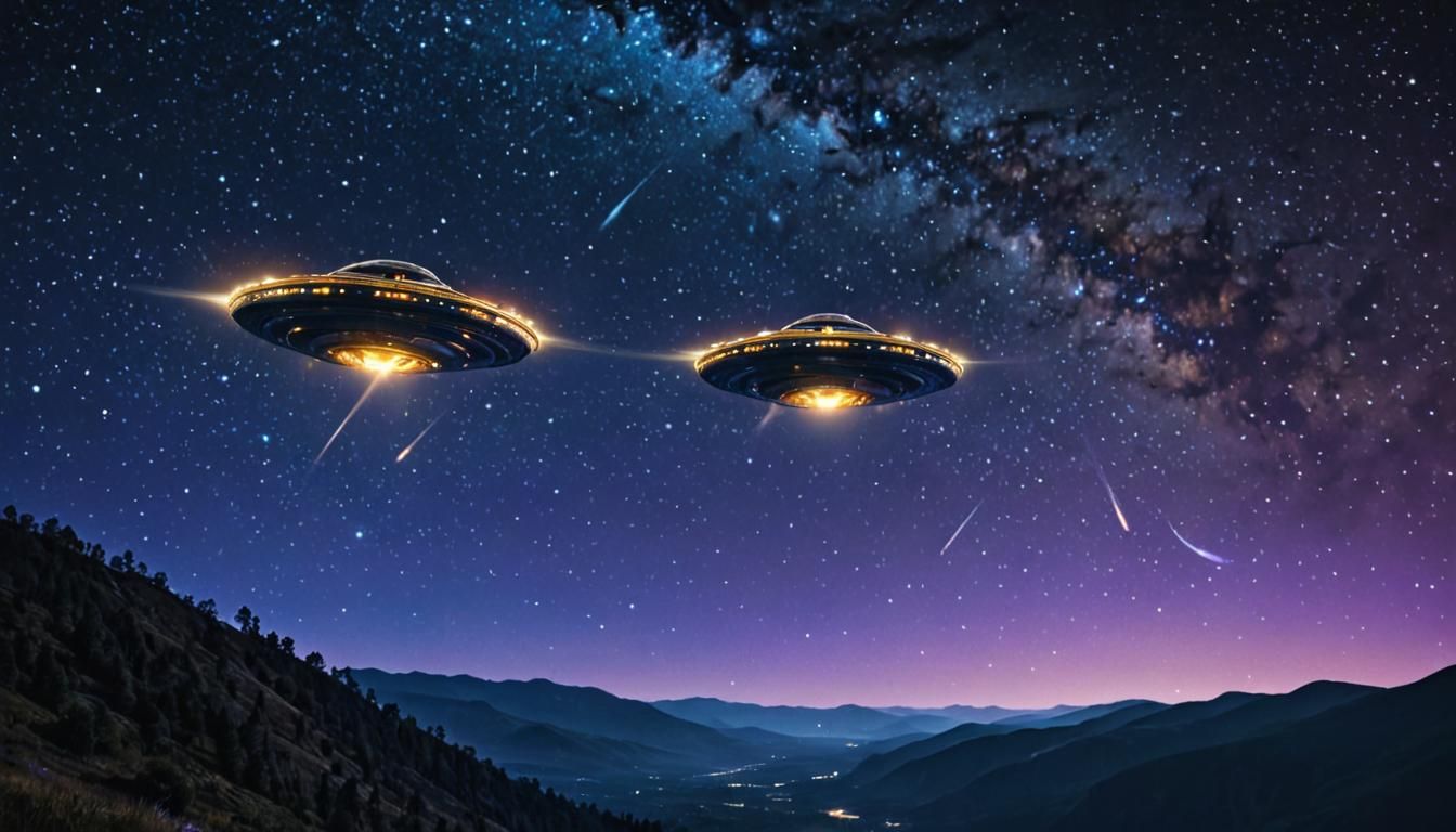 UFOs in Starry Sky: Cinematic Film Still
