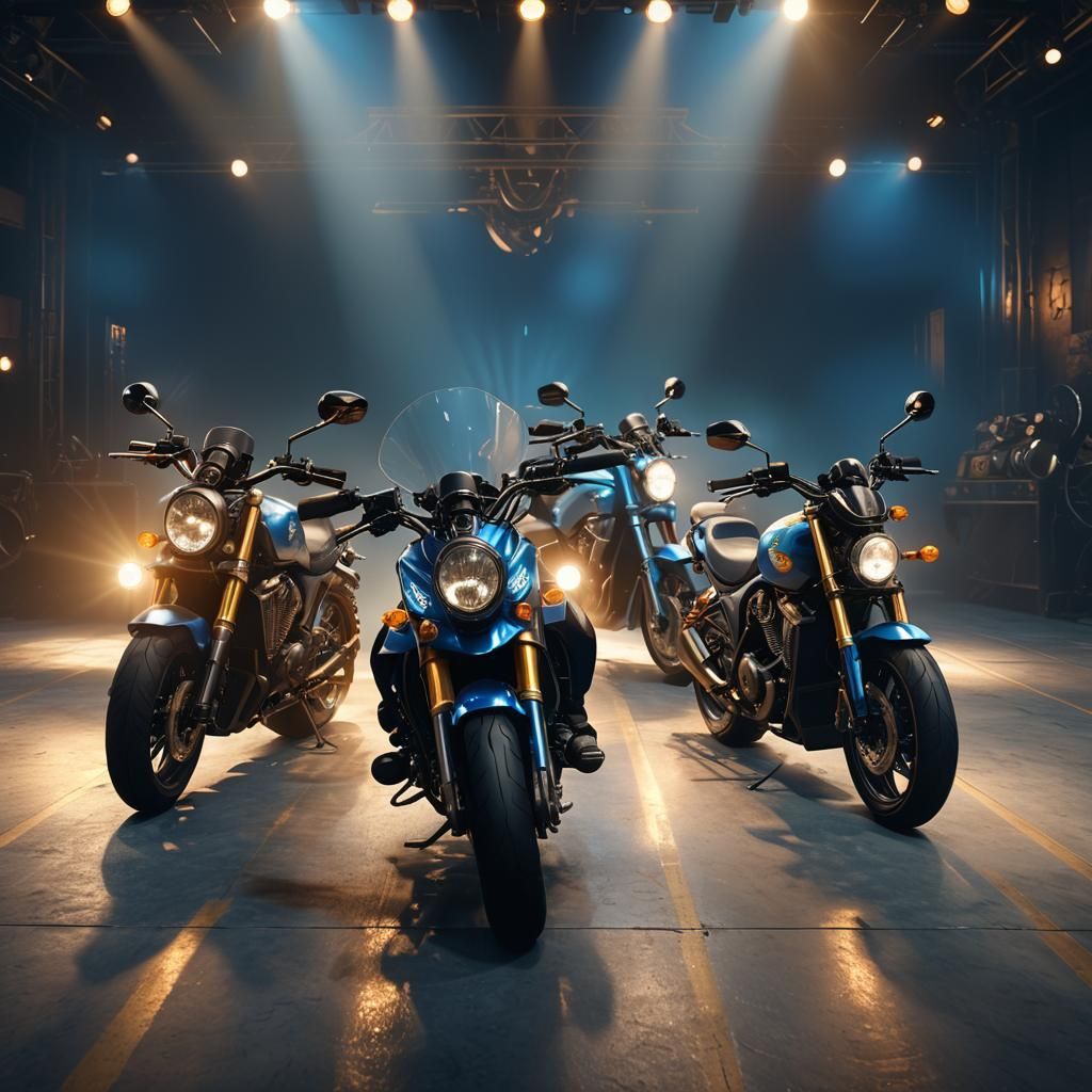 Motorcycles in Synchronized Ball Formation, Digital Art