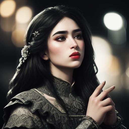 Woman Blowing Kiss in Hyperrealistic Style