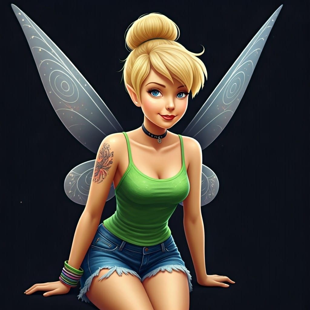 Modern Tinkerbell with Fairy Wings, Digital Art