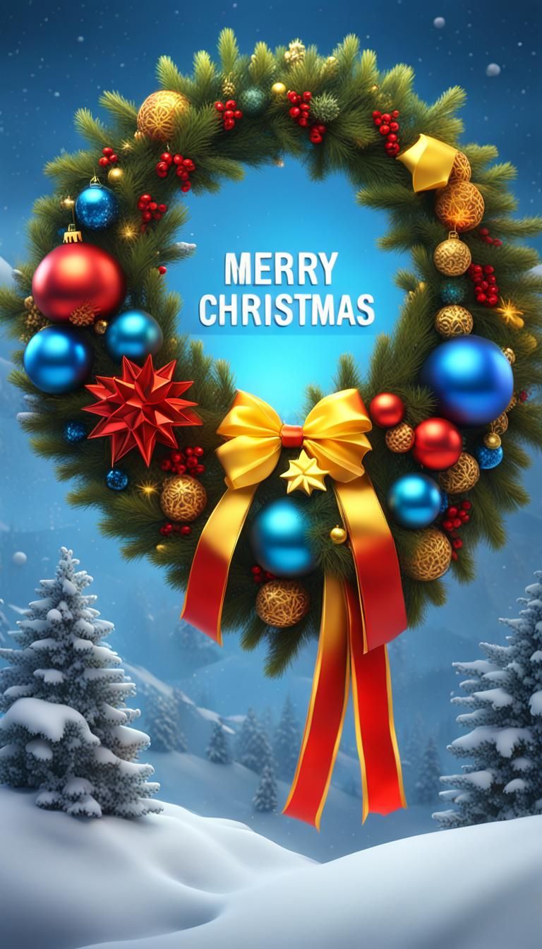 Festive Christmas Wreath with Holiday Message