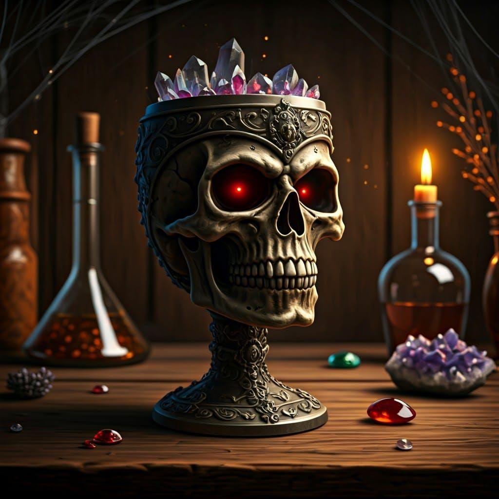 Cursed Skull Goblet with Evil Aura