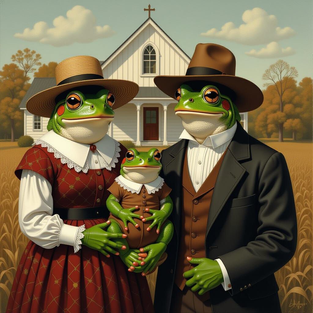 Frog American Gothic in Regionalist Style