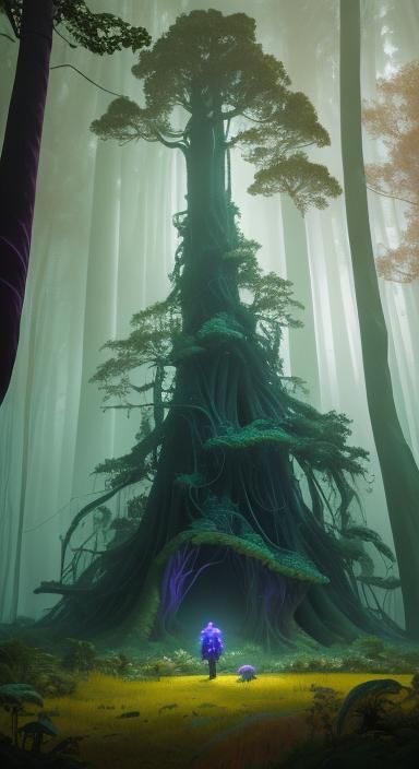 Mystical Forest Self-Portrait in Ethereal Lighting