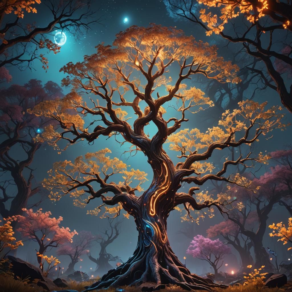 Glowing Tree in Detailed Fantasy Concept Art