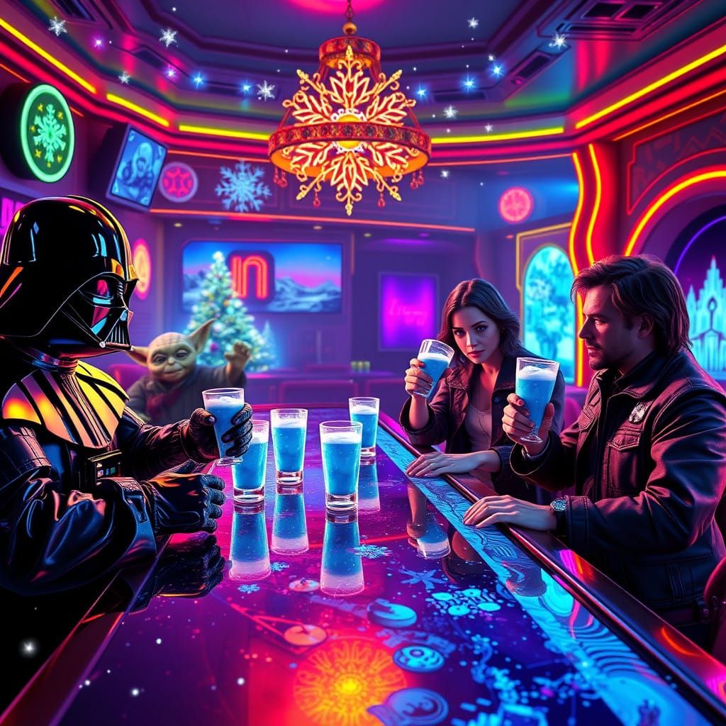 Galactic Disco Christmas Party in Neon Cantina
