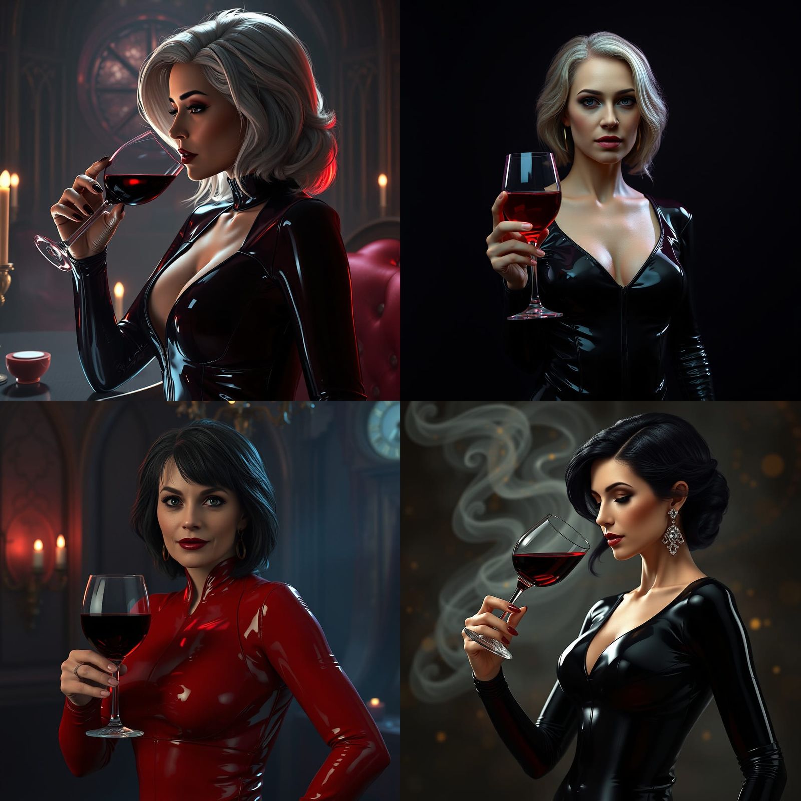 Lady in Latex Catsuit: Detailed Matte Painting