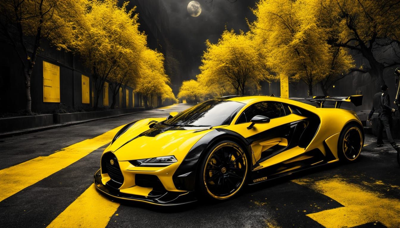 Dramatic Surreal Duotone Scene in Black and Yellow