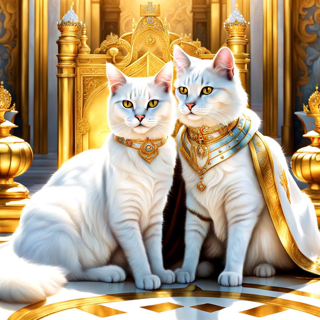 God Cat King on Golden Throne