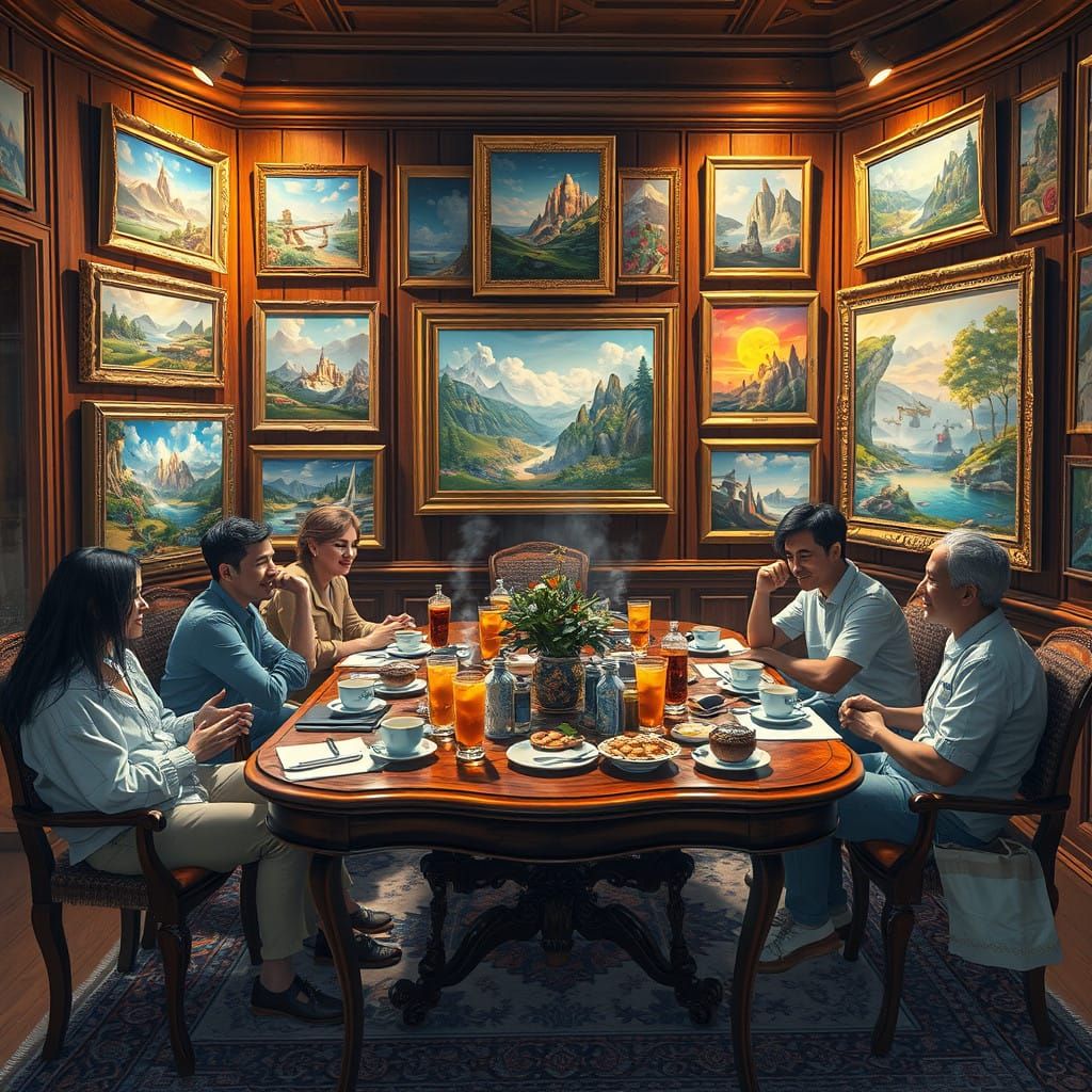 Cozy AI Art Studio with Futuristic Vibes and Artistic Gather...