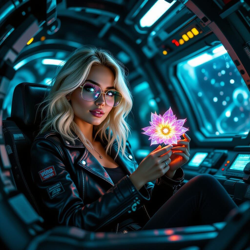 Woman in Giger-Inspired Techno-Organic Starship