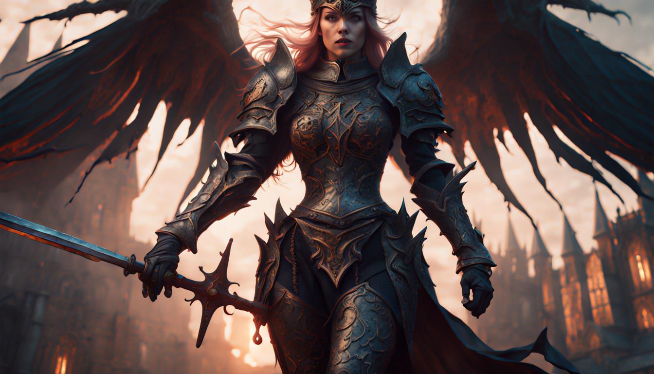 Medieval Knight of Darkness in Detailed Matte Painting