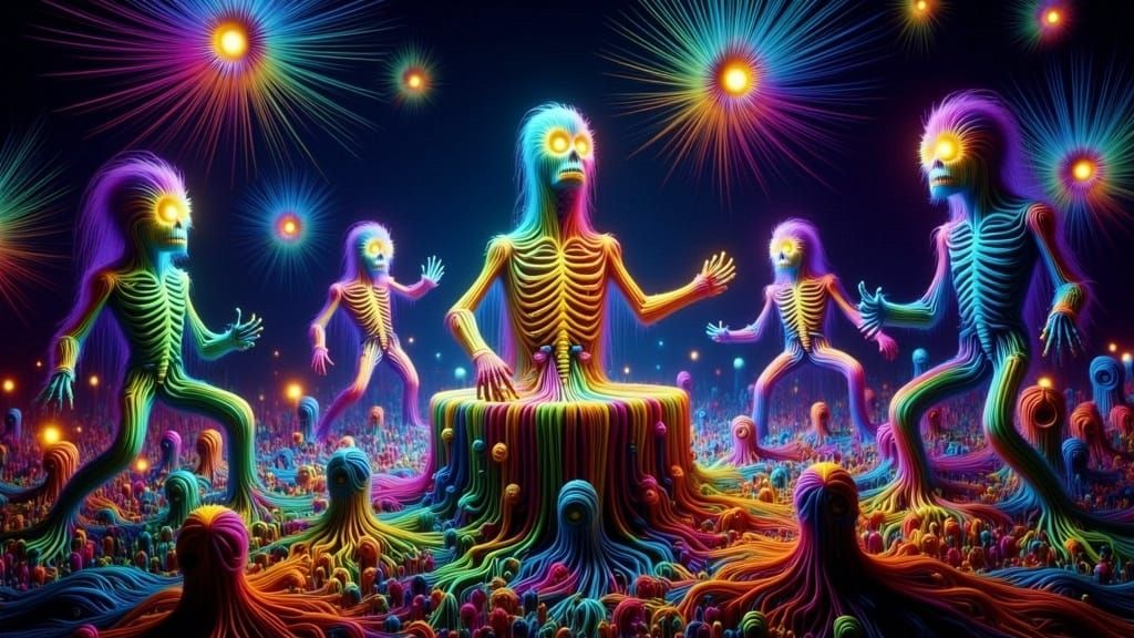 Psychedelic Graveyard Birthday Party with Neon Skeletons