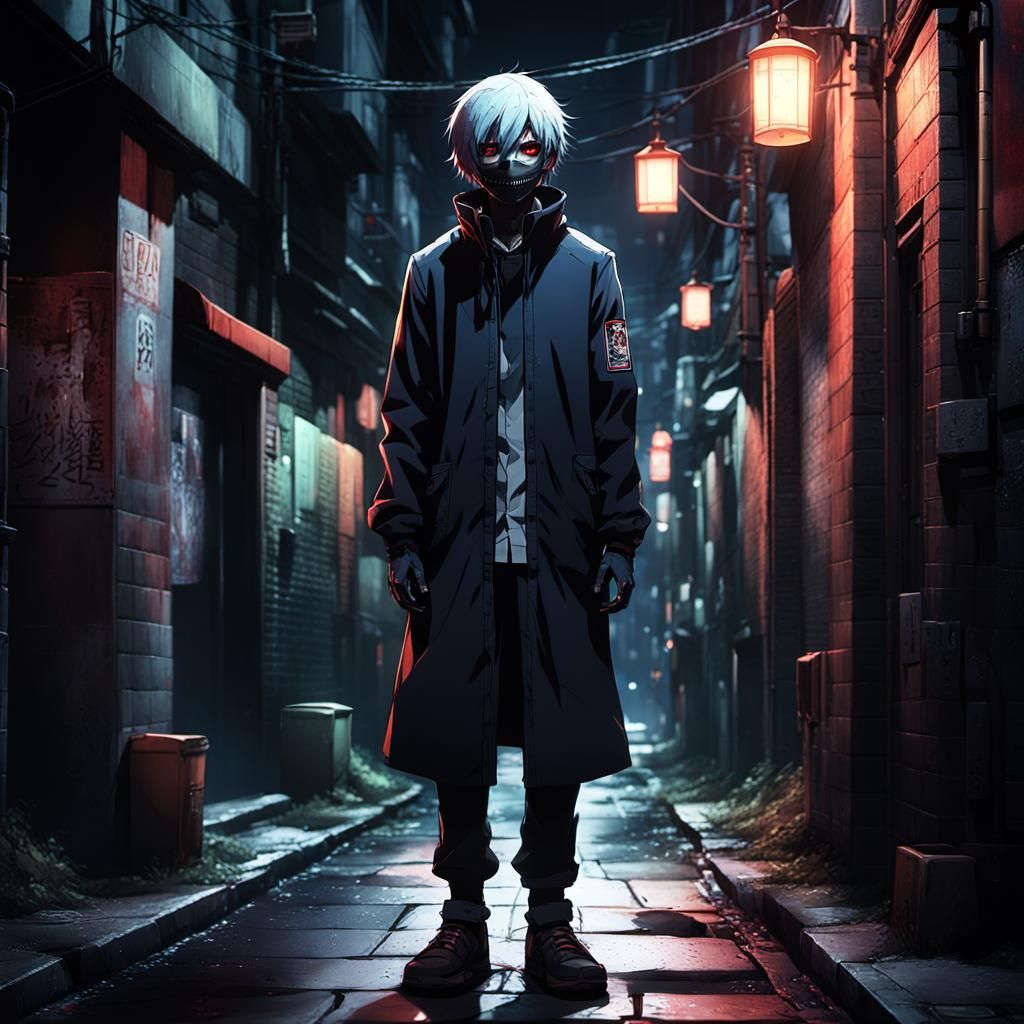 Ghoul in Dark Alleyway: Anime-Inspired Concept Art