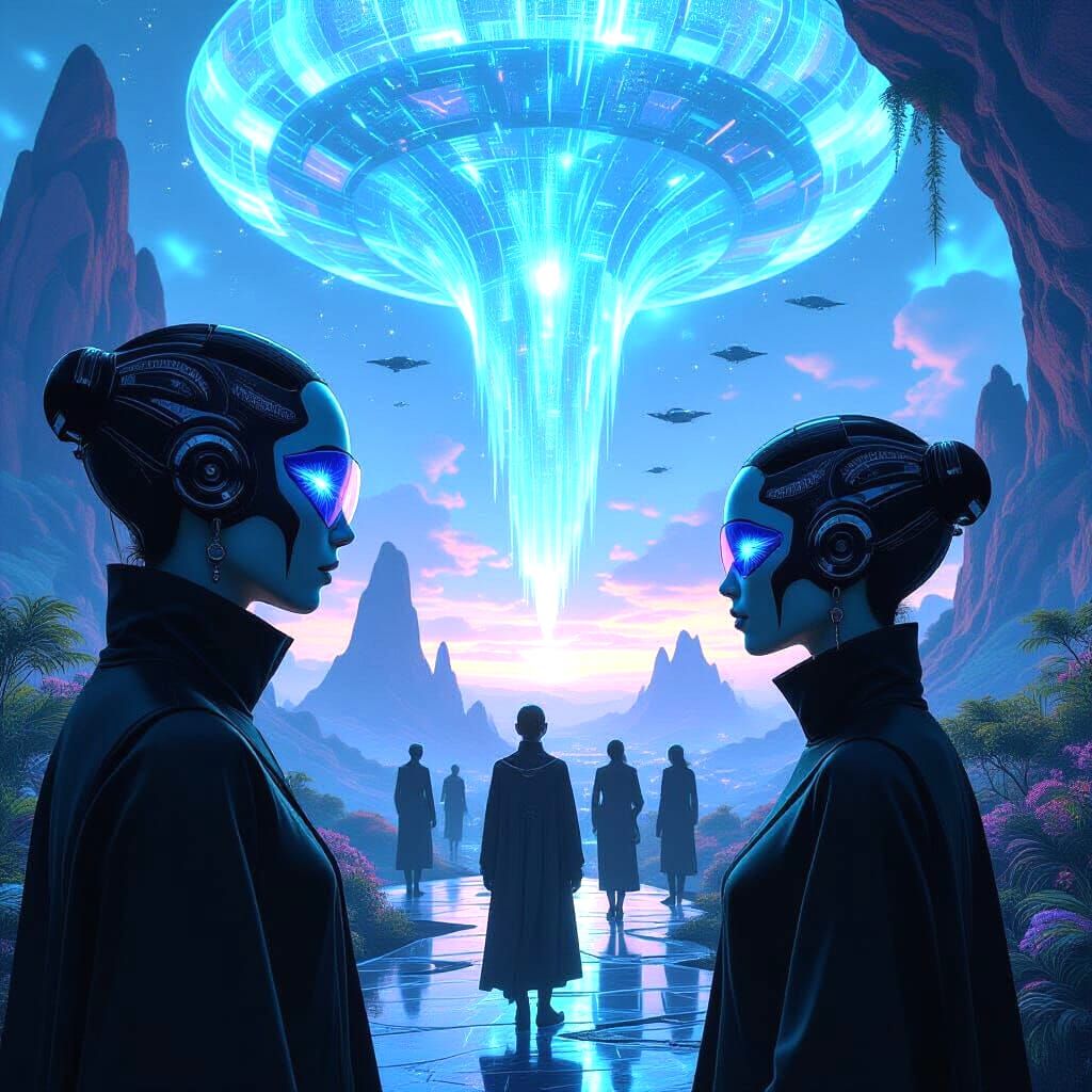 Futuristic Year 4013: Evolved Humans and Living Nature