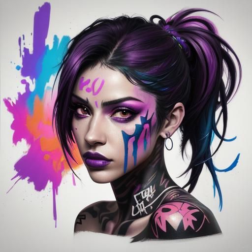 Puerto Rican Beauty in Vibrant Street Art Style