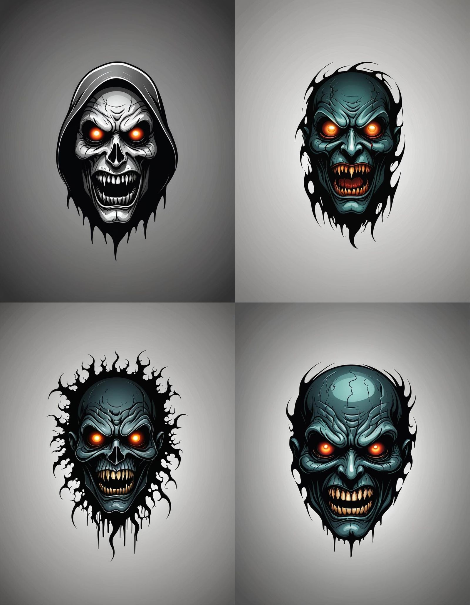 Creepy Scary Face Vector Logo Design