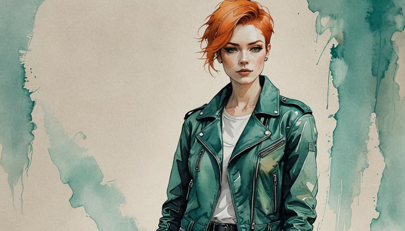 Cyberpunk Gothic Girl: Minimalist Fashion Sketch