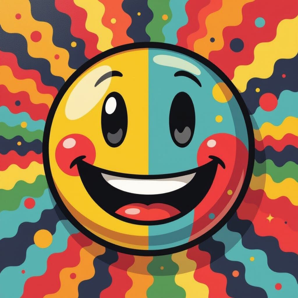 Colorful Smiley Face in Pop Art Style