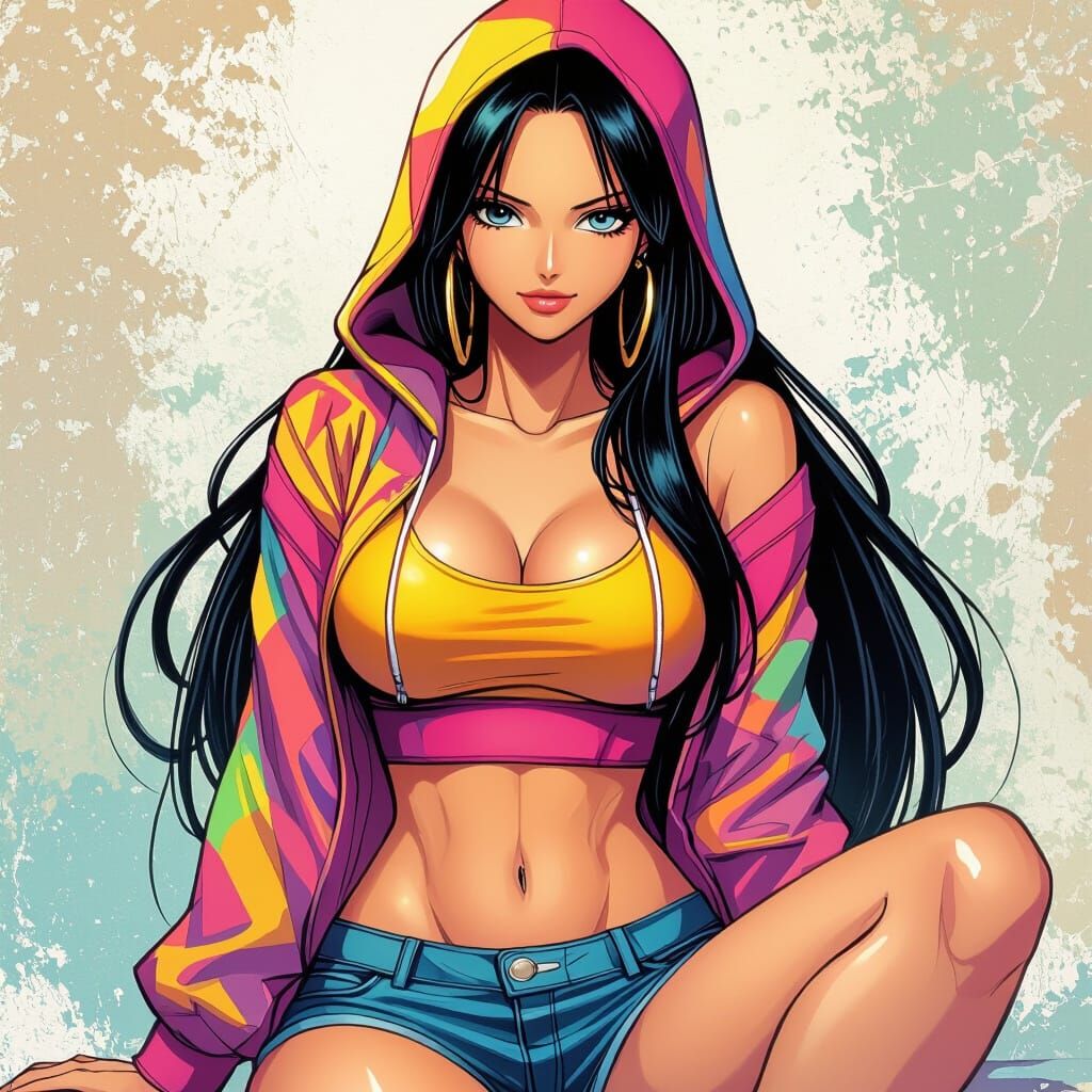 Nami in Hoodie: Digital Manga-Inspired Artwork