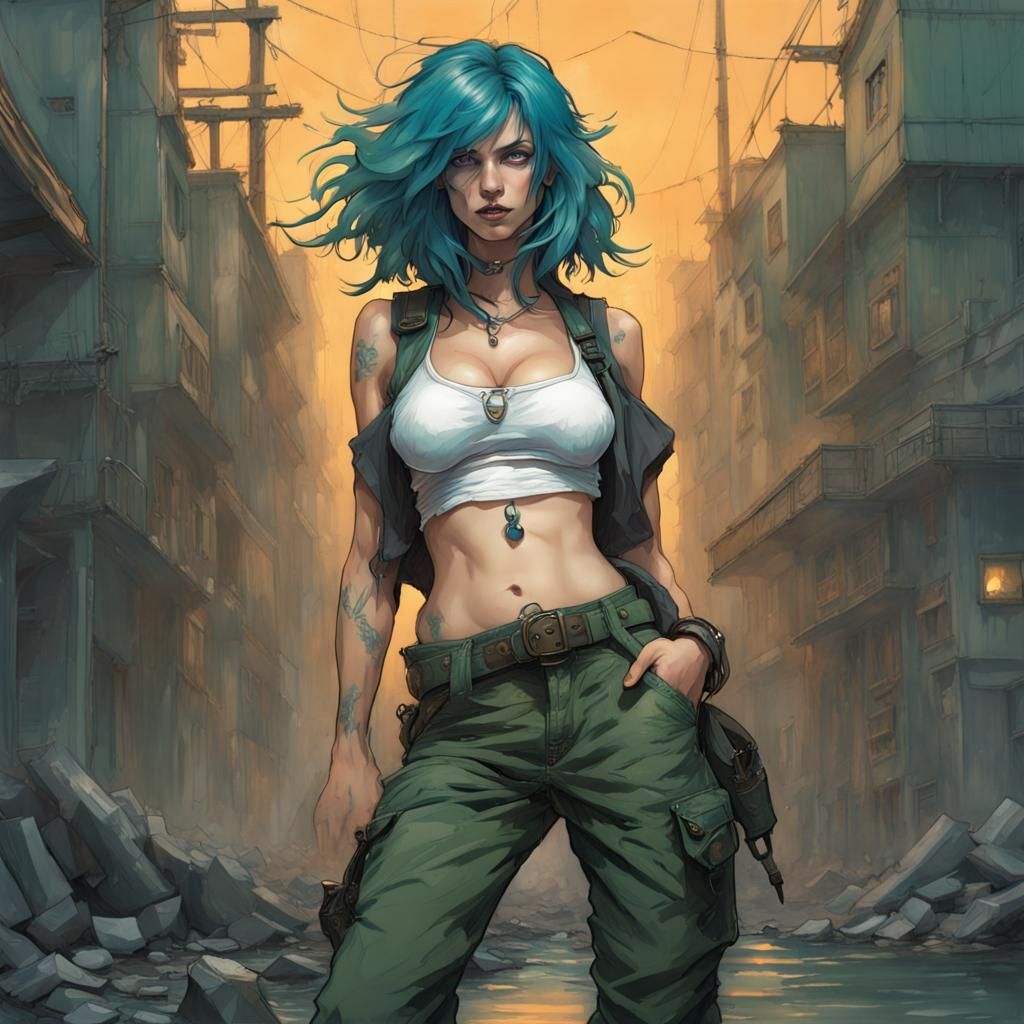 Mystical Grunge Witch Portrait in Hyperdetailed Style